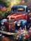 Patriotic American Truck with Flags Diamond Art Painting 4th of July Garden Kit for Adults Diamond Art Painting by Number Kits Gem Art Wall Home Decor 12x16inch